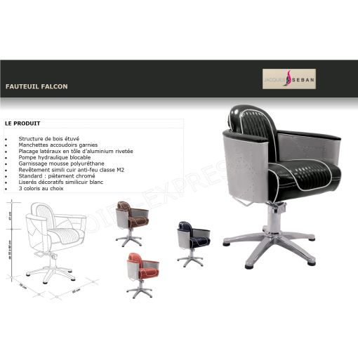 Fauteuils pour coiffeur qualité professionnelle modèle falcon coloris noir