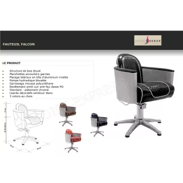 Fiche fauteuils pour coiffeur qualité professionnelle modèle falcon