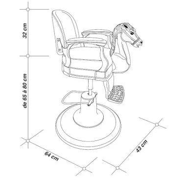 Schéma Fauteuil enfant barbier vintage avec animaux pour salon de coiffure et barber