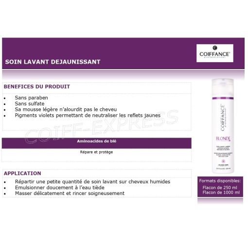 Soin lavant 250 ml déjaunissant Blonde marque Coiffance