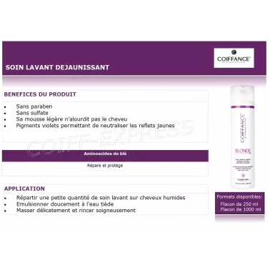 Fiche soin lavant lumière pour coiffeur  déjaunissant coiffance