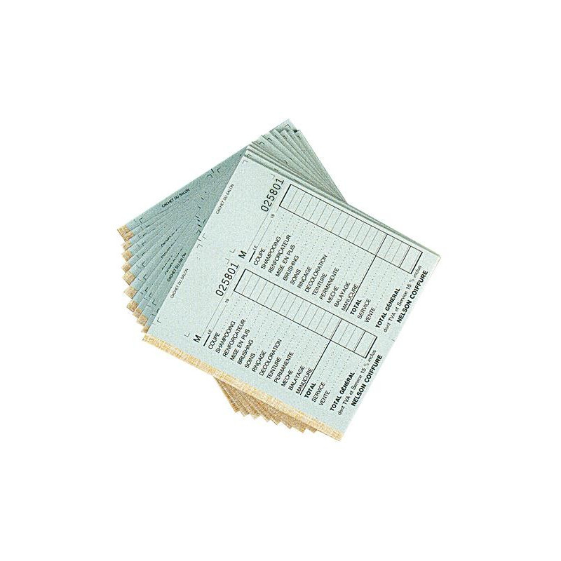 Carnet de caisse double pour salon de coiffure  sans numéro 