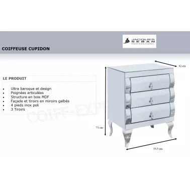 fiche meuble marquise pour salon de coiffure. Mobilier de coiffure marque jacques seban