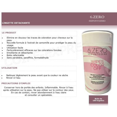 Fiche pour Lingettes détachantes coloration cheveux