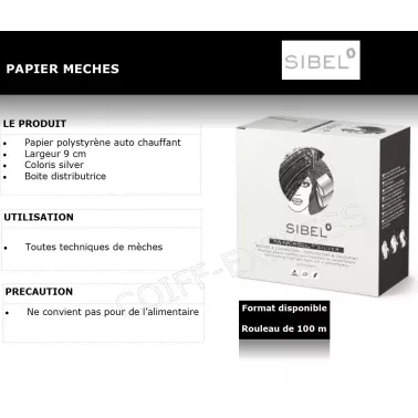 Papier mèches en rouleau pour créer des meches cheveux professionnelles marque sibel foam roll
