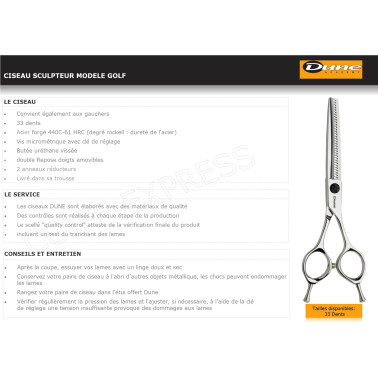 ciseau sculpteur Gamme Droite Modèle : GOLF