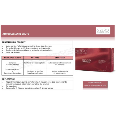 Fiche ampoule professionnelle contre la chute des cheveux pas cher Active Sheer marque take over