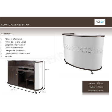 Caisse, comptoir pour salon de coiffure métal et bois eurostyl