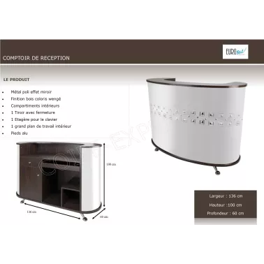 fiche Caisse, comptoir pour salon de coiffure métal et bois eurostyl