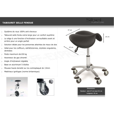 Tabouret de coupe pour coiffeur forme selle de cheval