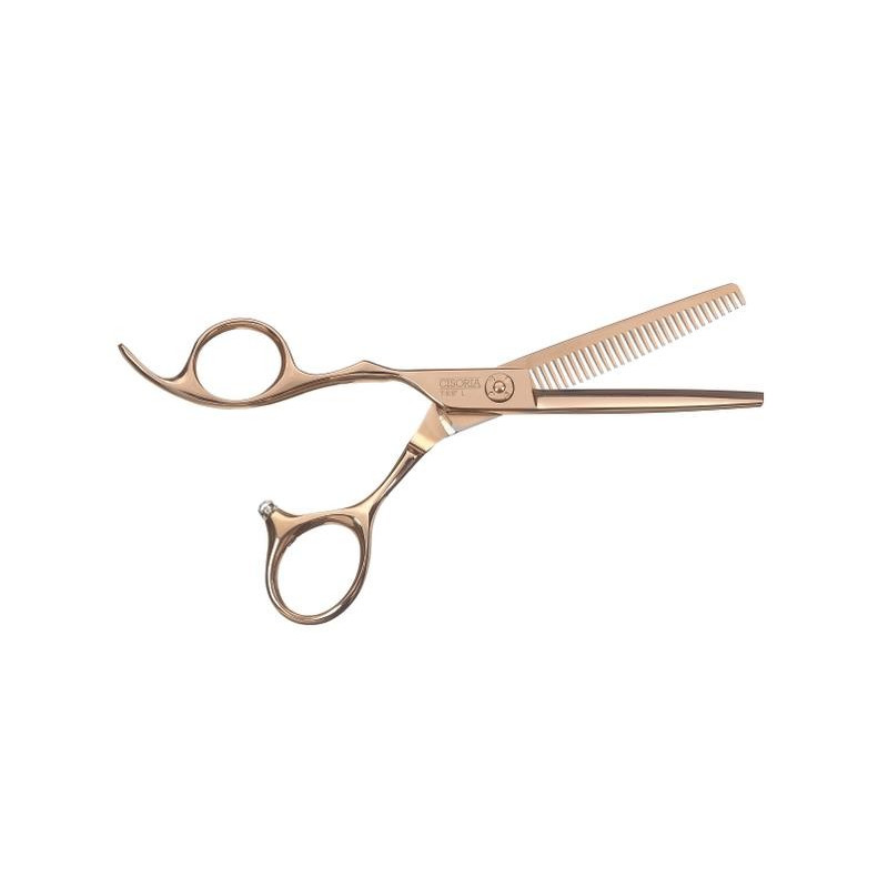Ciseau sculpteur cheveux pour gauchers marque cisoria serie gold rose TAILLE 6
