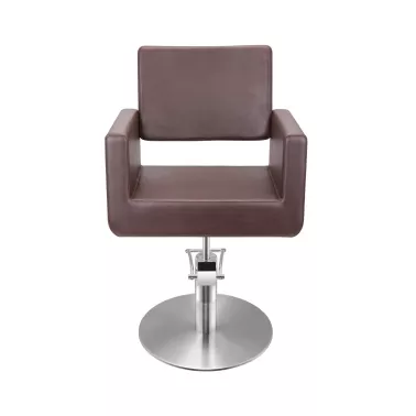Fauteuil coiffage Felicitas pour salon de coiffure base ronde coloris brun