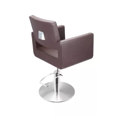 Fauteuil coiffage Felicitas pour salon de coiffure base ronde vue de dos coloris brun