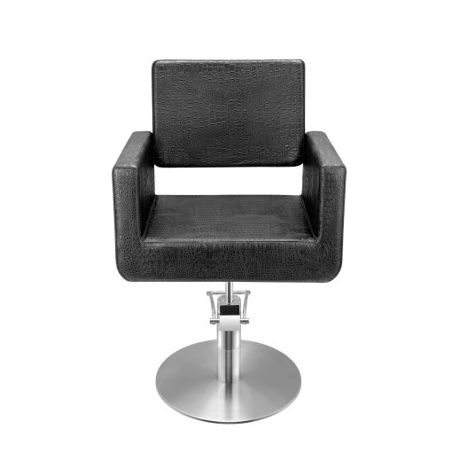 Fauteuil coiffage Felicitas Noir base étoile pour salon de coiffure, spécial coiffeur marque Sibel Furniture vue de dos croco no