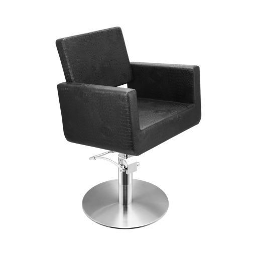 Fauteuil coiffage Felicitas Noir base étoile pour salon de coiffure, spécial coiffeur marque Sibel Furniture vue de dos croco no