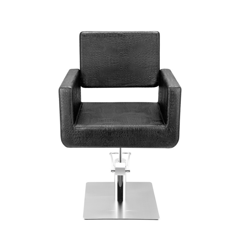 Fauteuil coiffage Felicitas croco Noir base carrée pour salon de coiffure, spécial coiffeur marque Sibel