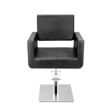 Fauteuil coiffage Felicitas croco Noir base carrée pour salon de coiffure, spécial coiffeur marque Sibel