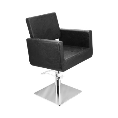 Fauteuil coiffage Felicitas croco Noir base carrée pour salon de coiffure, spécial coiffeur marque Sibel