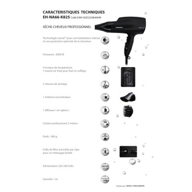 Sèche cheveux professionnel pour coiffeur marque Panasonic EH-NA66