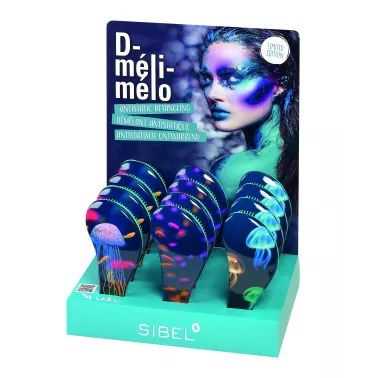 Présentoir Brosse professionnelle pour démeler les cheveux DMéli-Mélo Aqua marque sibel