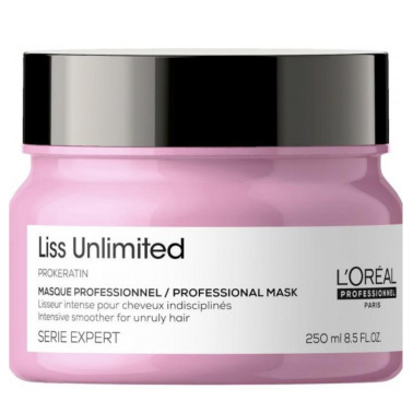 Masque et soin professionnel pour cheveux lisses Liss Unlimited gamme série expert marque l'oréal 250 ml