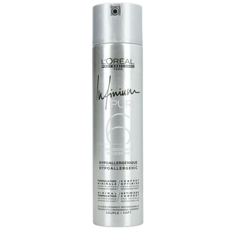 Laque professionnelle cheveux Infinium pure  fixation souple l'oréal 300 ml