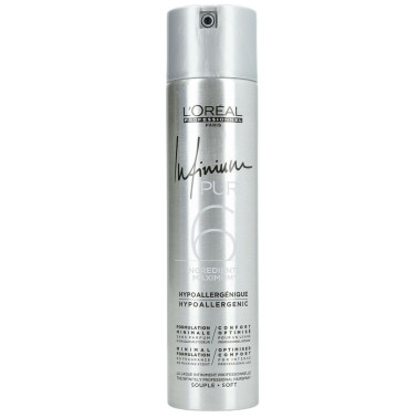 Laque professionnelle cheveux Infinium pure  fixation souple l'oréal 300 ml