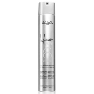 Laque professionnelle cheveux Infinium pure  fixation souple l'oréal 500 ml