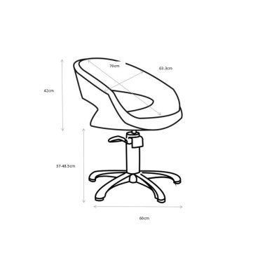 Croquis avec dimensions fauteuil pour salon de coiffure avec pompe hydraulique Oval marque Eurostil