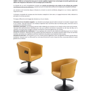 fauteuil de coiffure musical vibbro chair Vezzozi