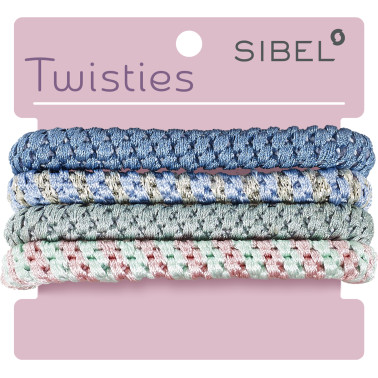 Elastiques cheveux Sibel Twisties bleu-vert