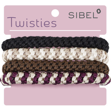 Elastiques cheveux Sibel Twisties marron-beige