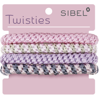 Elastiques cheveux Sibel Twisties rose assortis