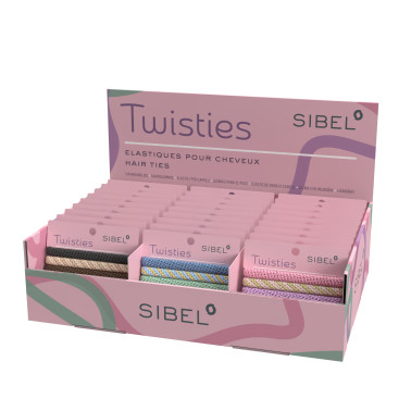 Elastiques cheveux Sibel Twisties présentoir 30 pièces