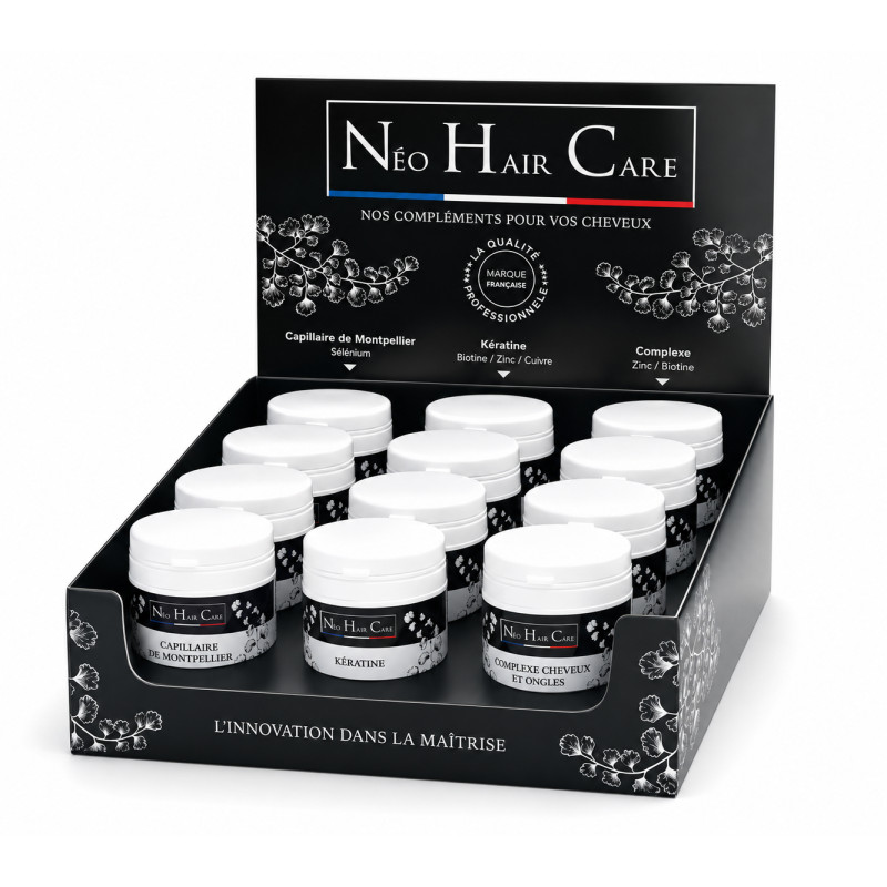 Présentoir compléments alimentaires Neo Hair Care