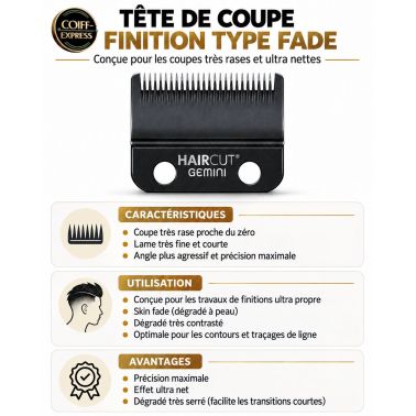 Tête de coupe finition type Fade