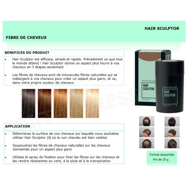 Fiche poudre cheveux Hair sculptor plusieurs teintes