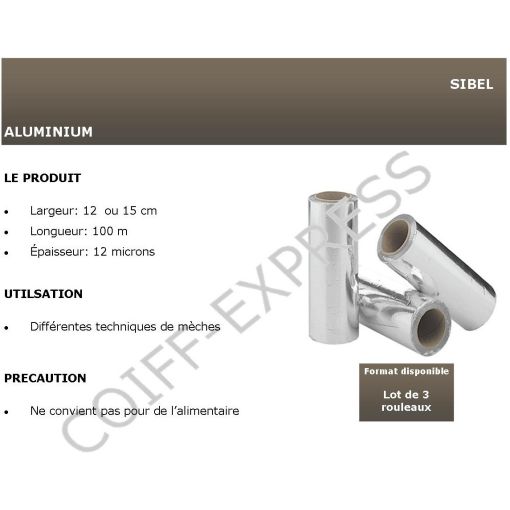 Aluminium cheveux 12 microns X 3 rouleaux 