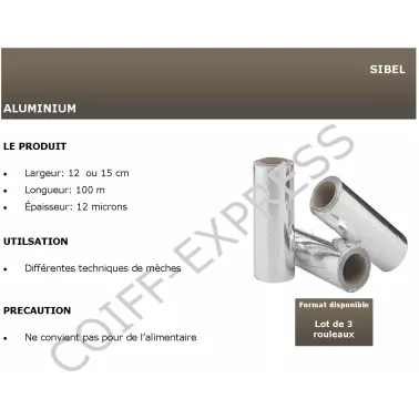 Fiche Aluminium 12 microns X 3 rouleaux 