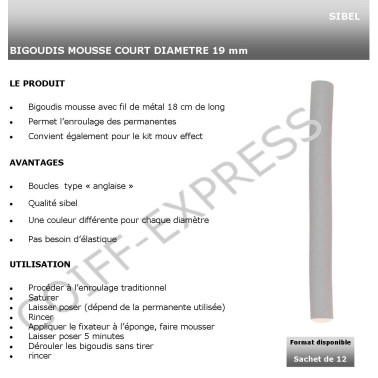 Fiche Bigoudis Gris mousse 18 cm 