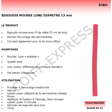 Fiche Bigoudis Rouge mousse 25 cm 