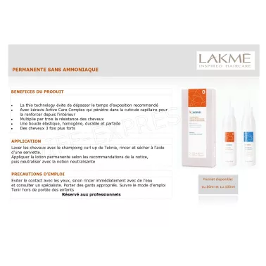 Fiche permanente sans ammoniaque K-wave  