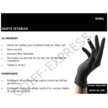 Fiche gants jetables noirs Clean All boite de 100