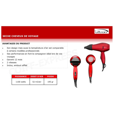Mini sèche cheveux de voyage Dreox  Noir