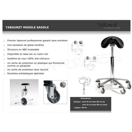 Tabouret professionnel modèle saddle