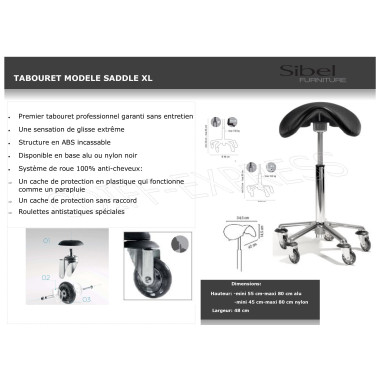 Fiche tabouret modèle saddle XL