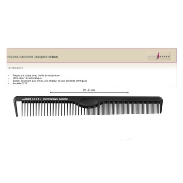 Fiche peigne de coupe long 21.5 cm avec séparation en carbone pour salon de coiffure