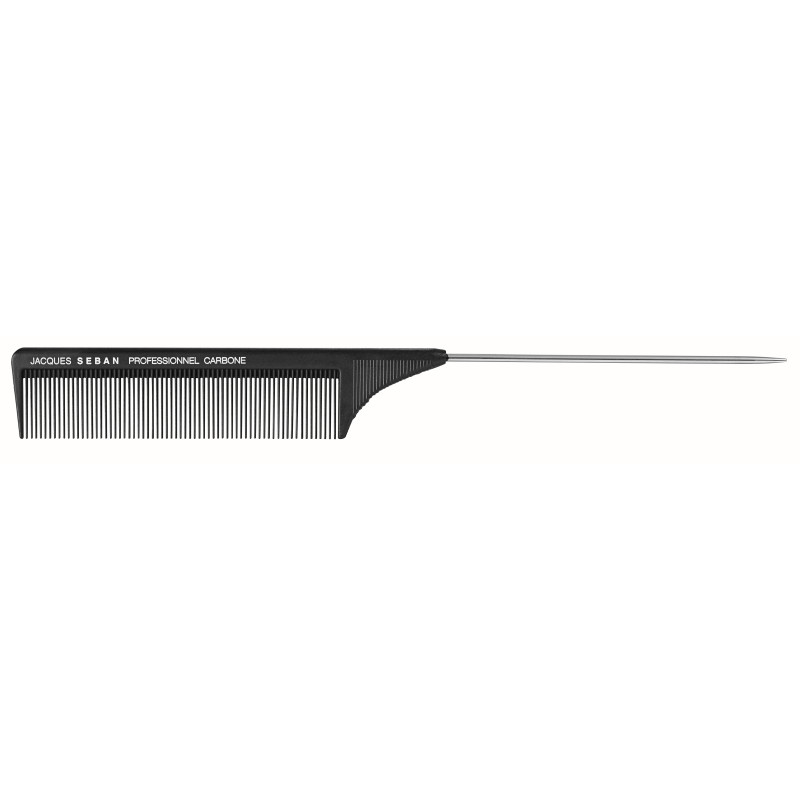 peigne à queue fer 21.3cm professionnel en carbone pour salon de coiffure