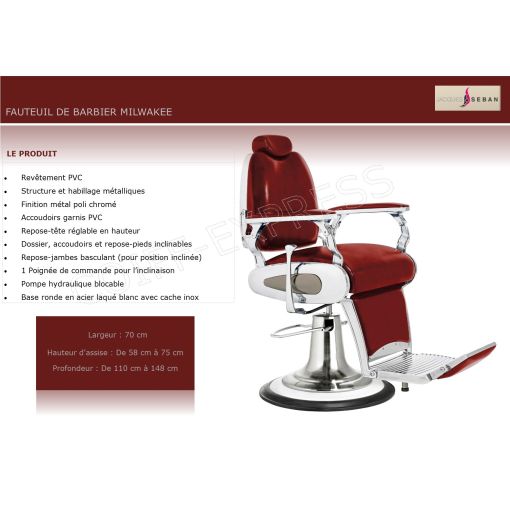 fauteuil de barbier qualité professionnelle Milwaukee coloris marron