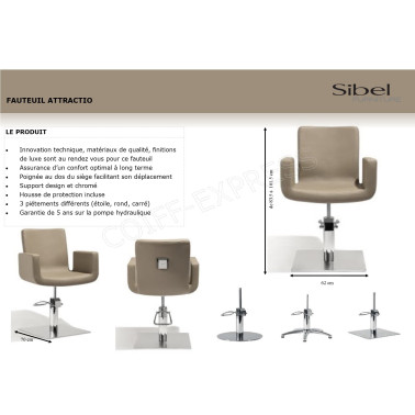 Fiche fauteuil de coiffure Attractio Croco noir Sibel Furniture